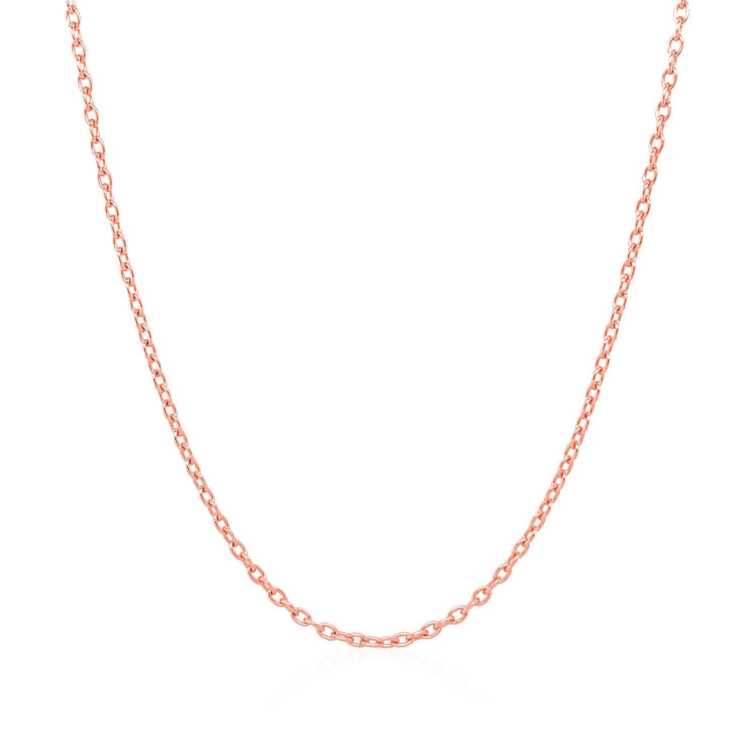 14k Rose Gold Round Cable Link Chain (1.50 mm) in a sleek high-contrast midnight luxury editorial style